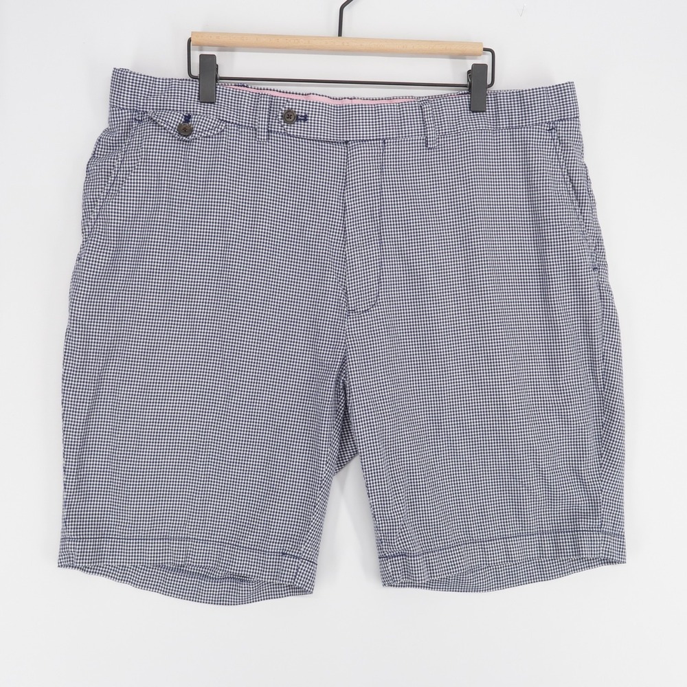 Polo Golf Ralph Lauren Shorts Mens 40 Blue Check Flat Front Cotton